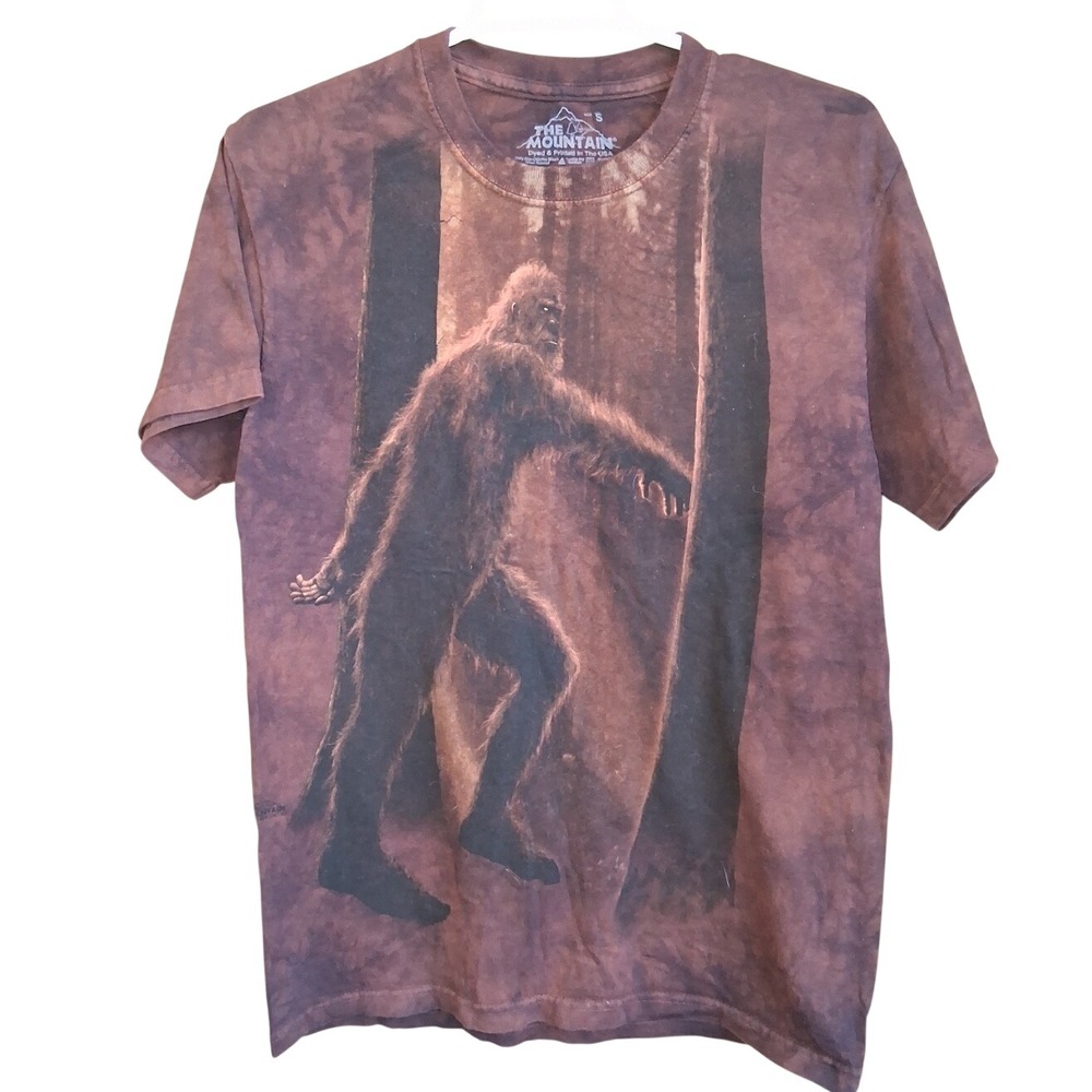 The Mountain Sasquatch SS Graphic Tee Small Brown Dyed Bigfoot Nature NWOT